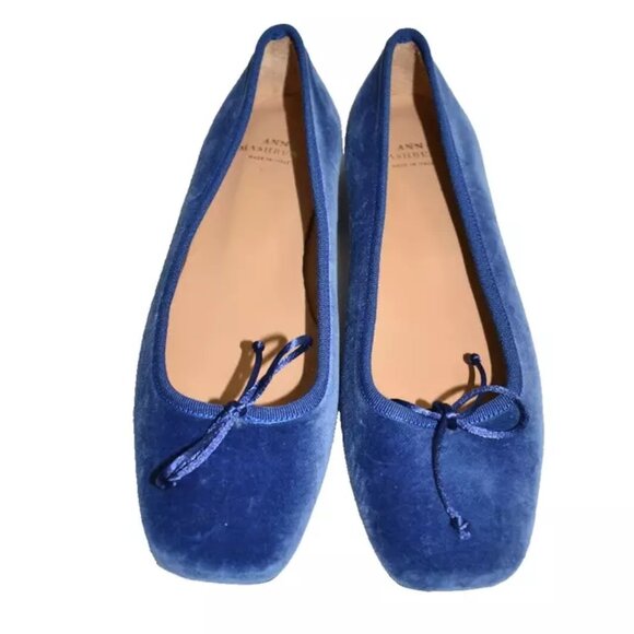 $300 ANN MASHBURN Square Toed Flat BLUE VIBRANT VELVET SLIP ON 38 (DC2) - Picture 3 of 7